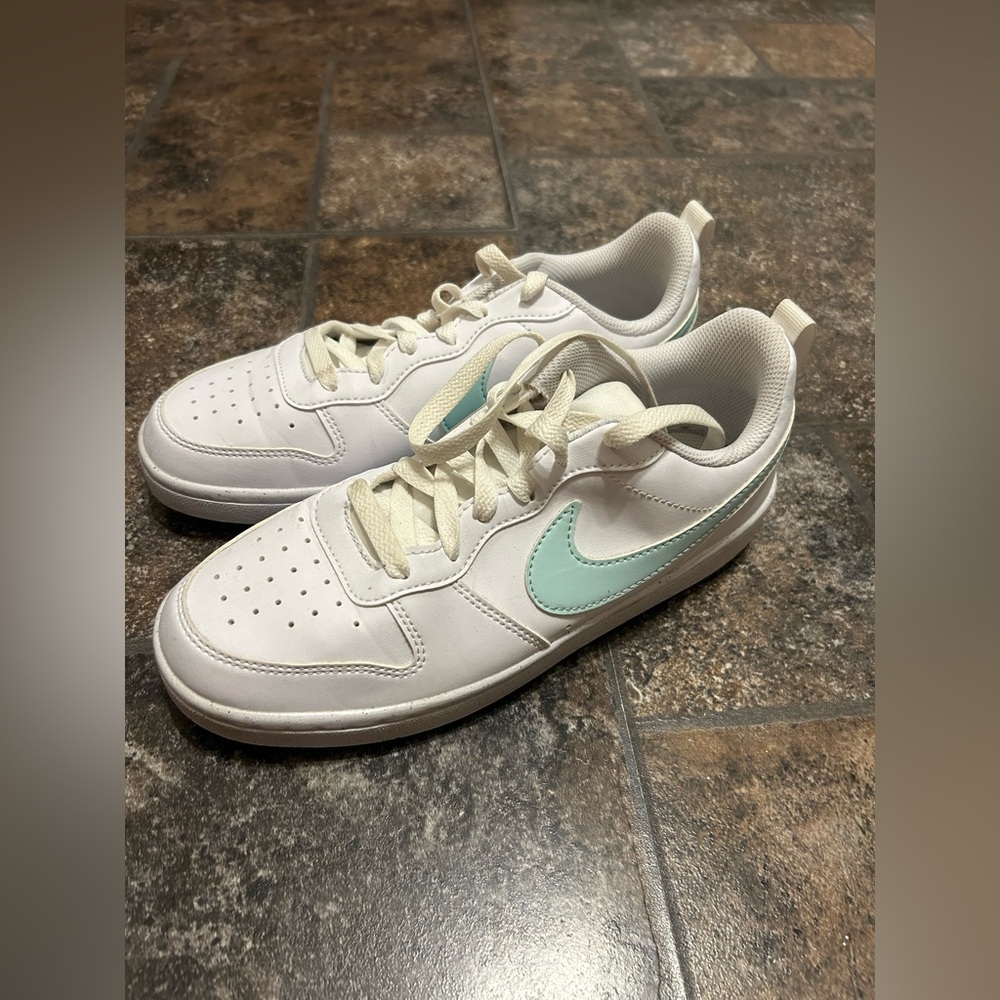 Nike White and Light Green Athletic Shoes